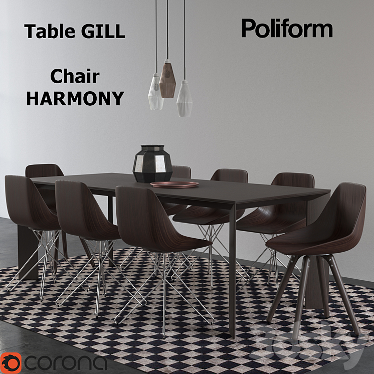 DRSet_Table GILL and Chair HARMONY 3DS Max - thumbnail 1