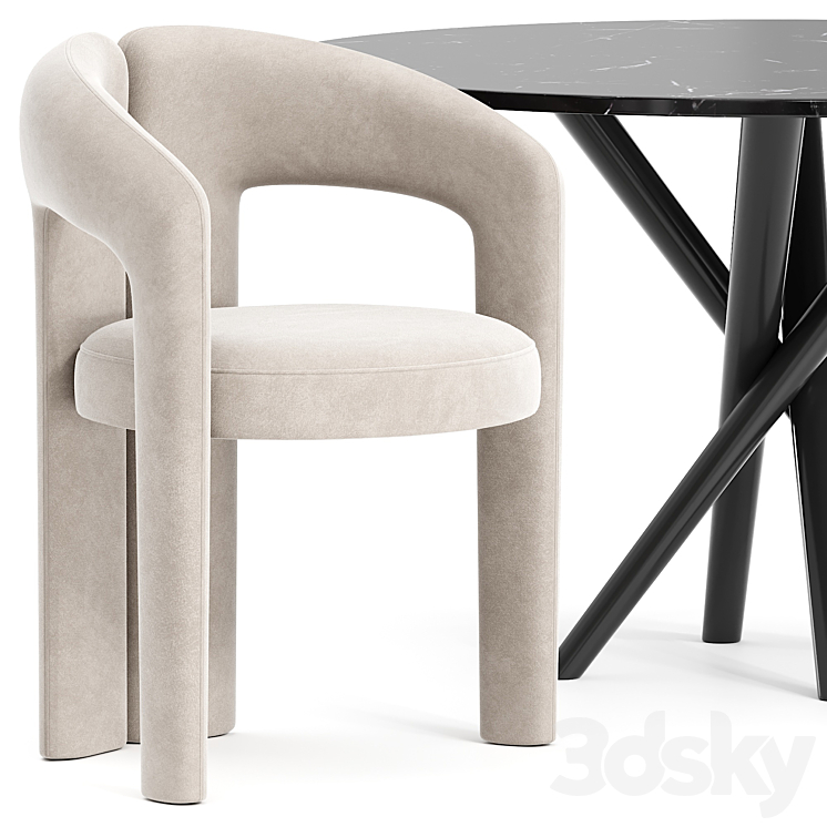 Dudet chair and Baly Marble table 3DS Max Model - thumbnail 2