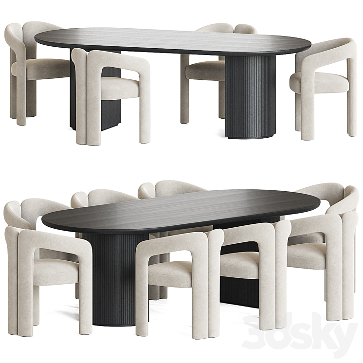 Dudet Chair Moon Table Dining Set 3DS Max - thumbnail 1