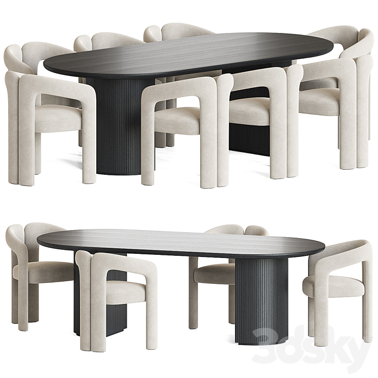 Dudet Chair Moon Table Dining Set 3DS Max - thumbnail 2