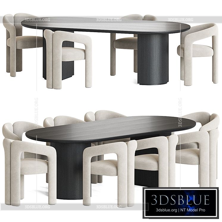 Dudet Chair Moon Table Dining Set 3DS Max - thumbnail 3