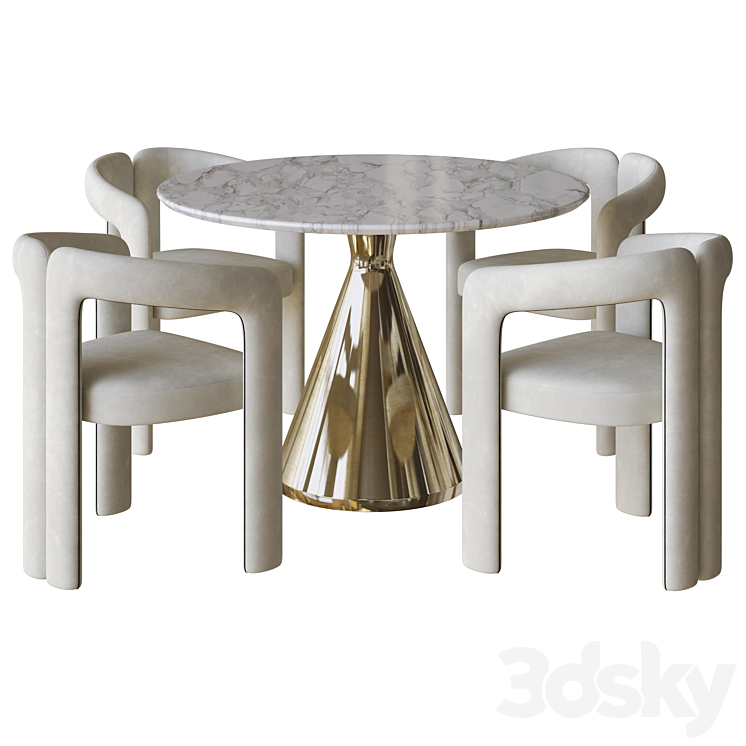 dudet dining chair and table by cassina 3DS Max Model - thumbnail 2