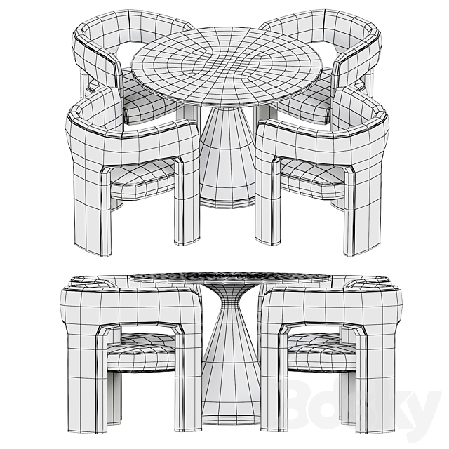 Dunloe Chair with table 3DS Max Model - thumbnail 5