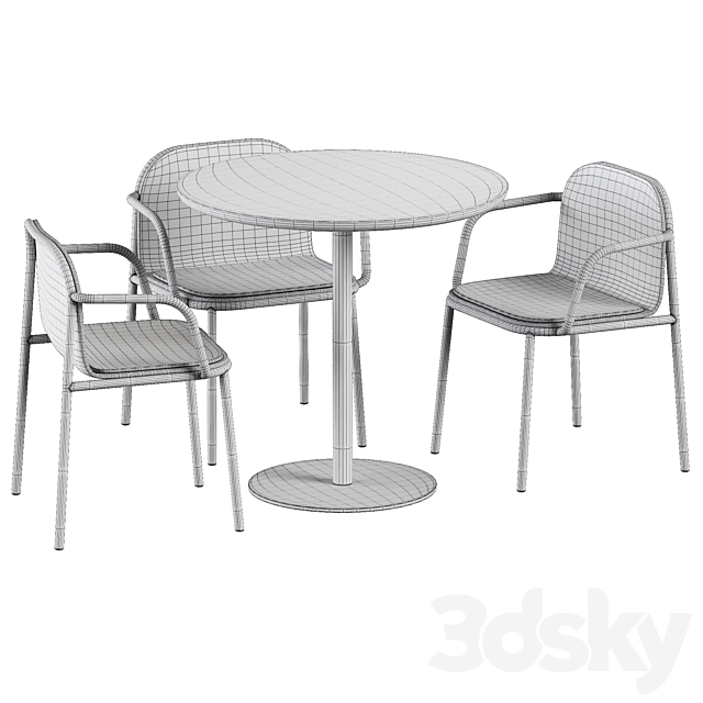 Easy Mix and Fix Table 630 by Ton & Upholstered Shell Armrest Chair by Annud 3DS Max Model - thumbnail 6