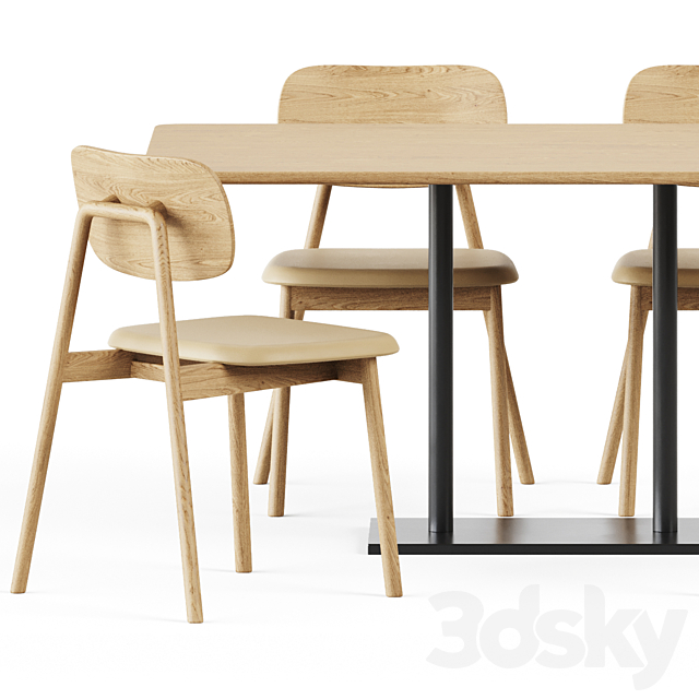 Easy Mix and Fix Table 636 by Ton and Wooden Klara Chair by Moroso 3DSMax File - thumbnail 3