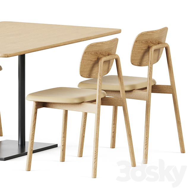 Easy Mix and Fix Table 636 by Ton and Wooden Klara Chair by Moroso 3DSMax File - thumbnail 4