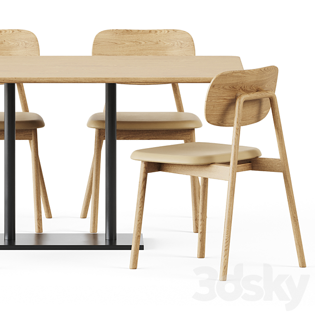 Easy Mix and Fix Table 636 by Ton and Wooden Klara Chair by Moroso 3DSMax File - thumbnail 5