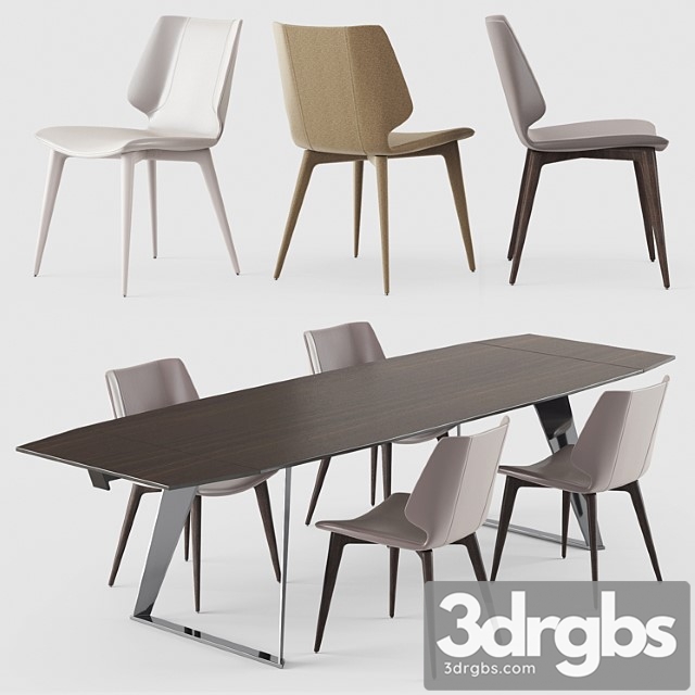 Echoes dining table & kasuka chair roche bobois 2 3dsmax Download - thumbnail 1