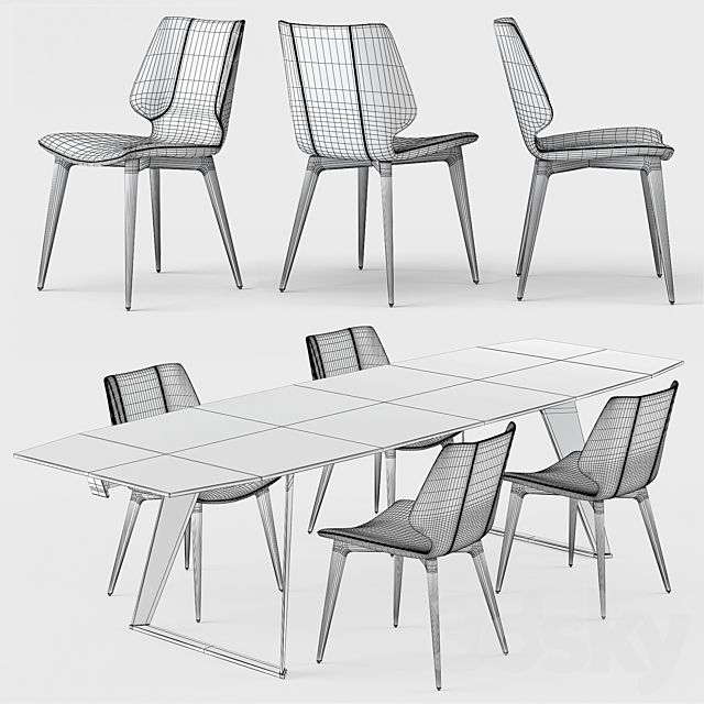 ECHOES DINING TABLE & KASUKA CHAIR Roche Bobois 3DS Max Model - thumbnail 2