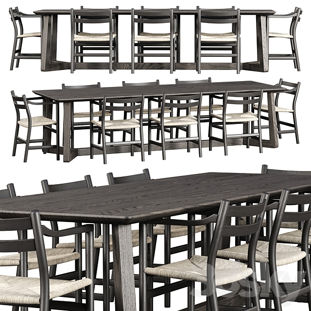 Edu Furniture Dining Set V1 _ Garden furniture set 3ds Max - thumbnail 1