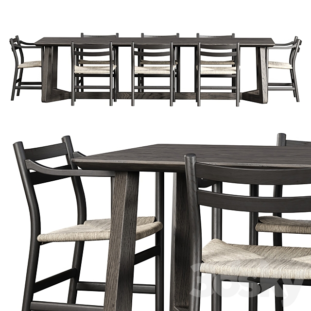 Edu Furniture Dining Set V1 _ Garden furniture set 3ds Max - thumbnail 2