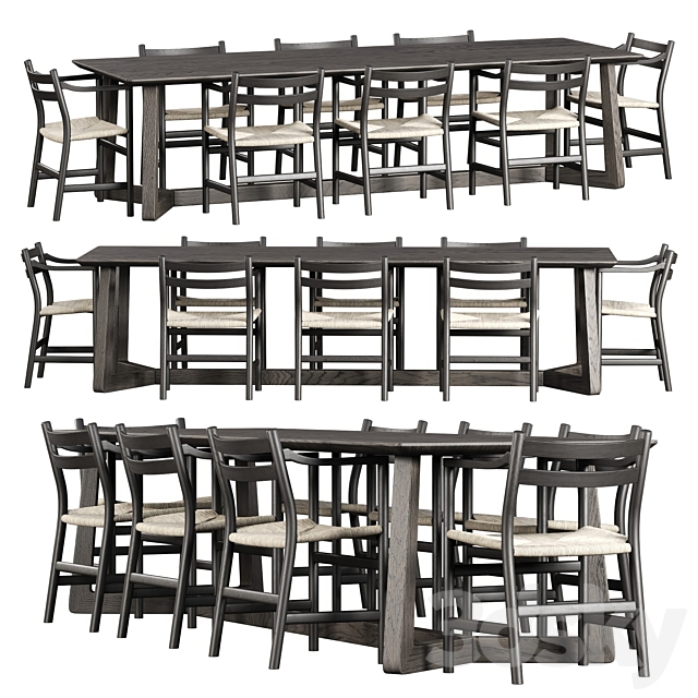 Edu Furniture Dining Set V1 _ Garden furniture set 3ds Max - thumbnail 3