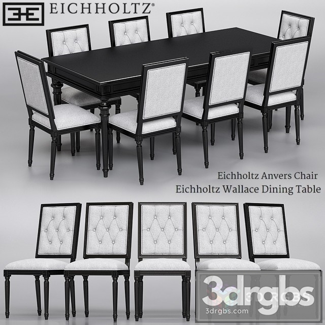 Eichholtz Anvers Chair and Wallace Dining Table 3dsmax Download - thumbnail 1