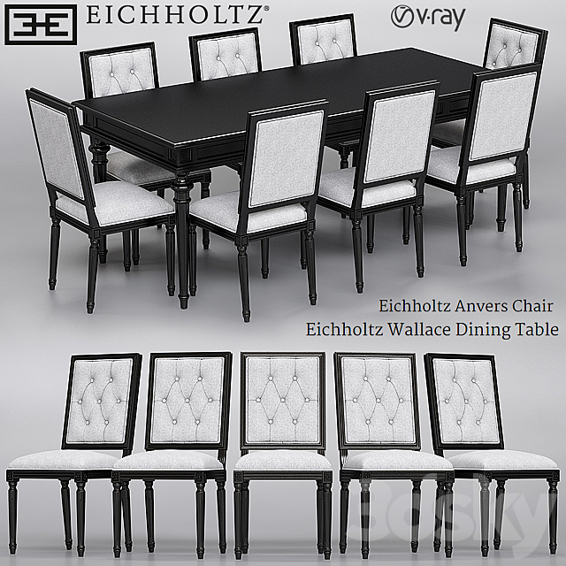 Eichholtz Anvers Chair and Wallace Dining Table 3DSMax File - thumbnail 1