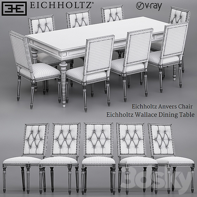 Eichholtz Anvers Chair and Wallace Dining Table 3DSMax File - thumbnail 2