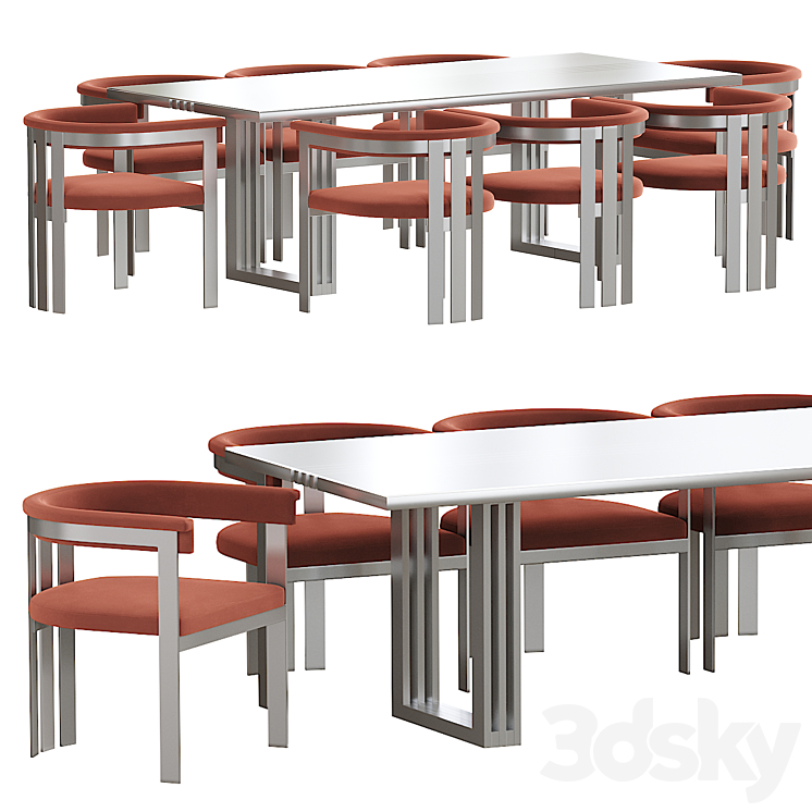 Eichholtz Clubhouse & GARIBALDI dining table 3DS Max Model - thumbnail 1