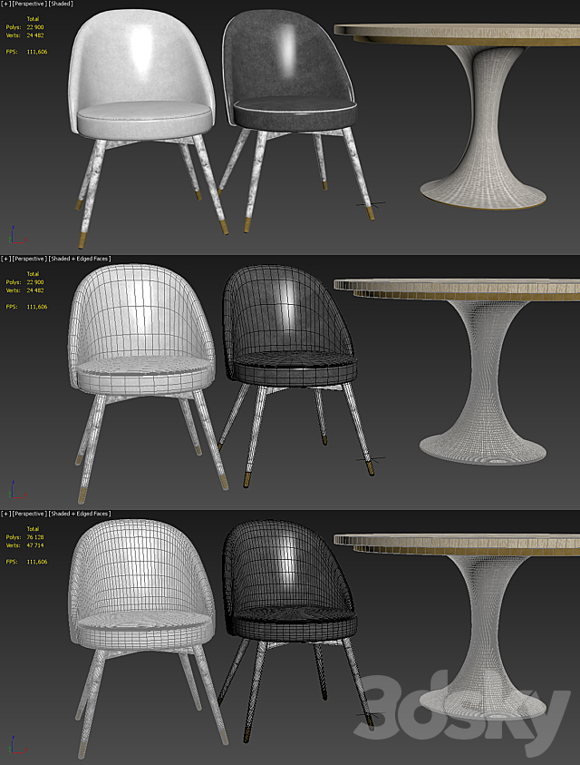 Eichholtz Cooper Dining Chair and Melchior Table 3DSMax File - thumbnail 5