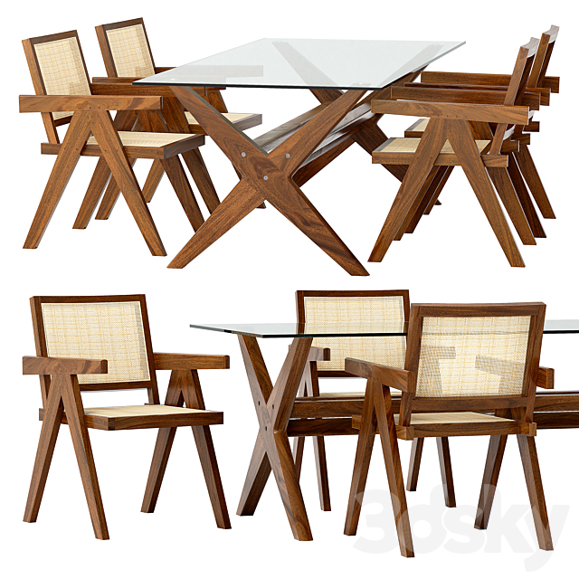 Eichholtz dining set 3DS Max Model - thumbnail 2