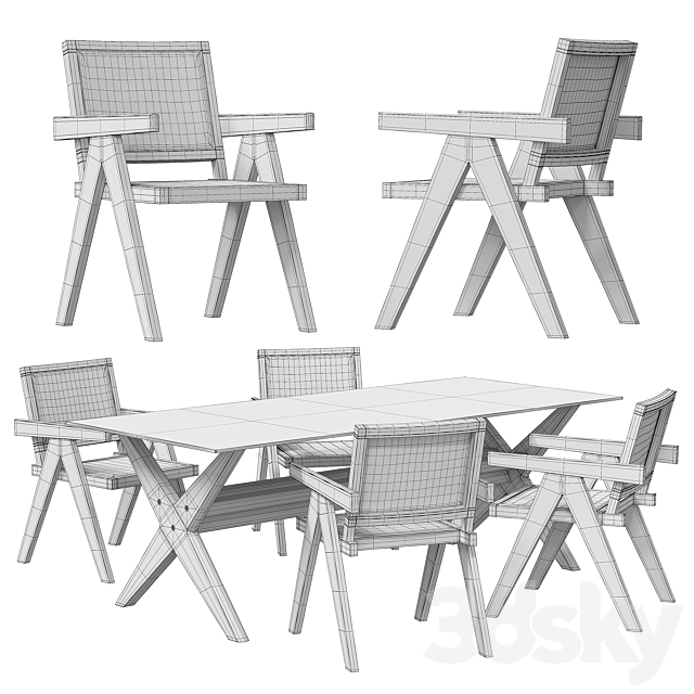 Eichholtz dining set 3DS Max Model - thumbnail 4