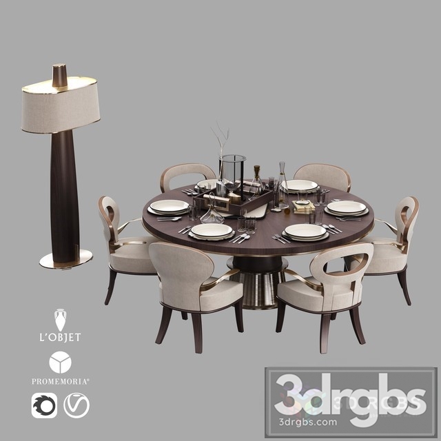 Elegant Round Dining Table 02 3dsmax Download - thumbnail 1