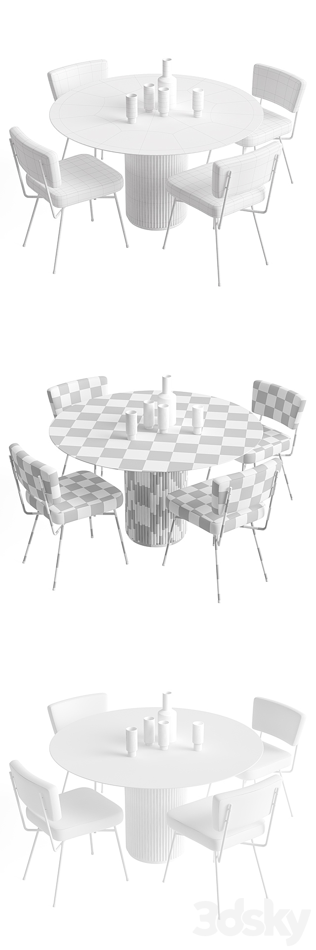 Elettra Chair and Palais Royal dining table 3DS Max Model - thumbnail 3