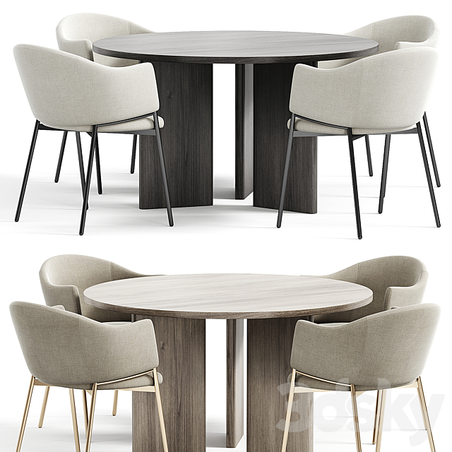 Eliza chair and Giulietta Round Dining Table 3ds Max - thumbnail 1