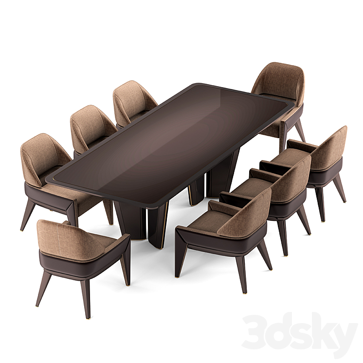 Elve table and chairs 3DS Max Model - thumbnail 2