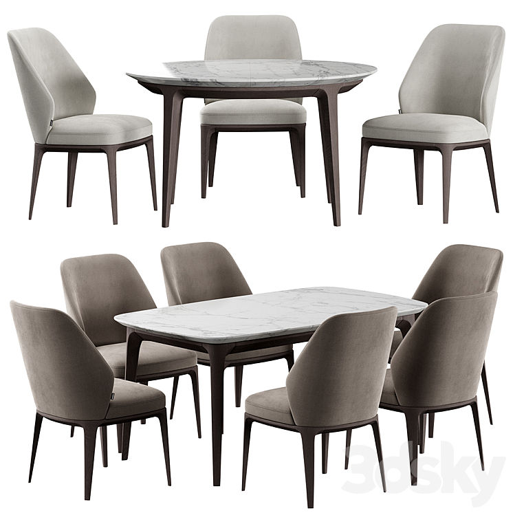 Emma Chair Play Table Dining Set 3DS Max Model - thumbnail 3