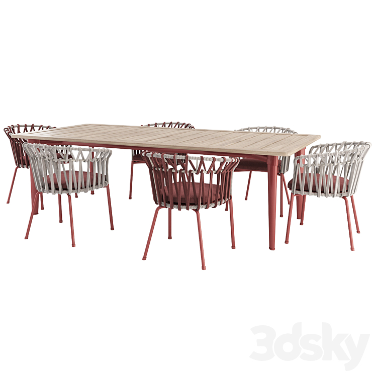 Emma cross dining chair and Terrace table 3DS Max Model - thumbnail 2