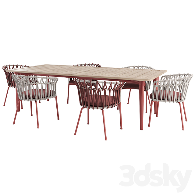 Emma cross dining chair and Terrace table 3DSMax File - thumbnail 2