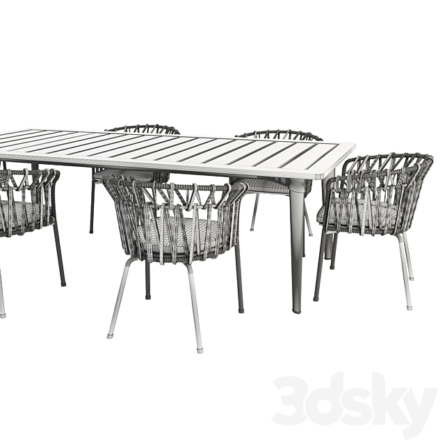 Emma cross dining chair and Terrace table 3DSMax File - thumbnail 3