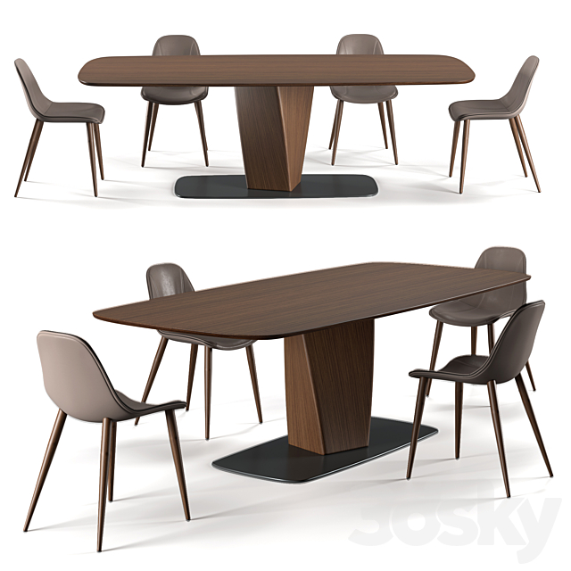 EmmeBi Clark table & couture chair 3DSMax File - thumbnail 1