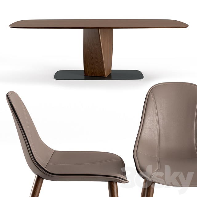 EmmeBi Clark table & couture chair 3DSMax File - thumbnail 2