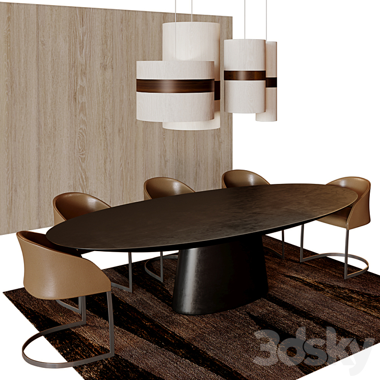 Emmemobili Ufo table 30 m х 13 m the black 3DS Max - thumbnail 2