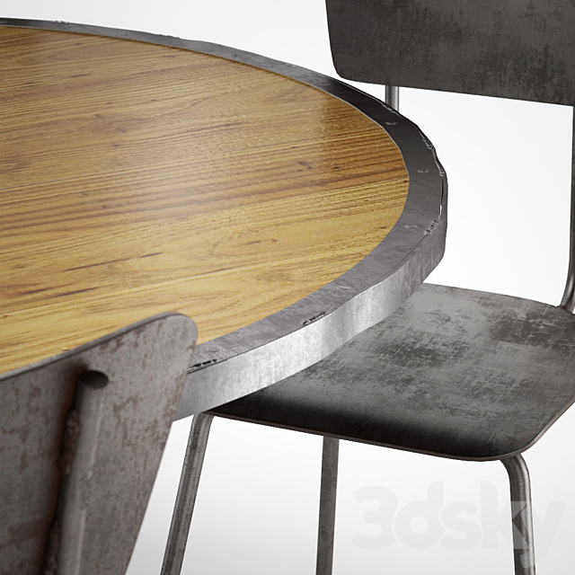 Enzo Pine Loft Industrial Metal Oval Dining Table 3DSMax File - thumbnail 3