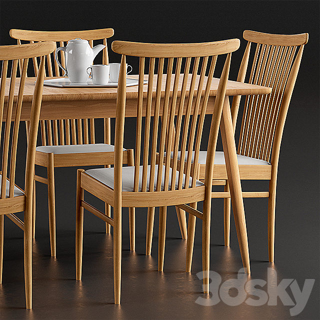 Ercol Teramo Medium Extending Dining Table Ercol Teramo Dining Chair 3DS Max Model - thumbnail 3