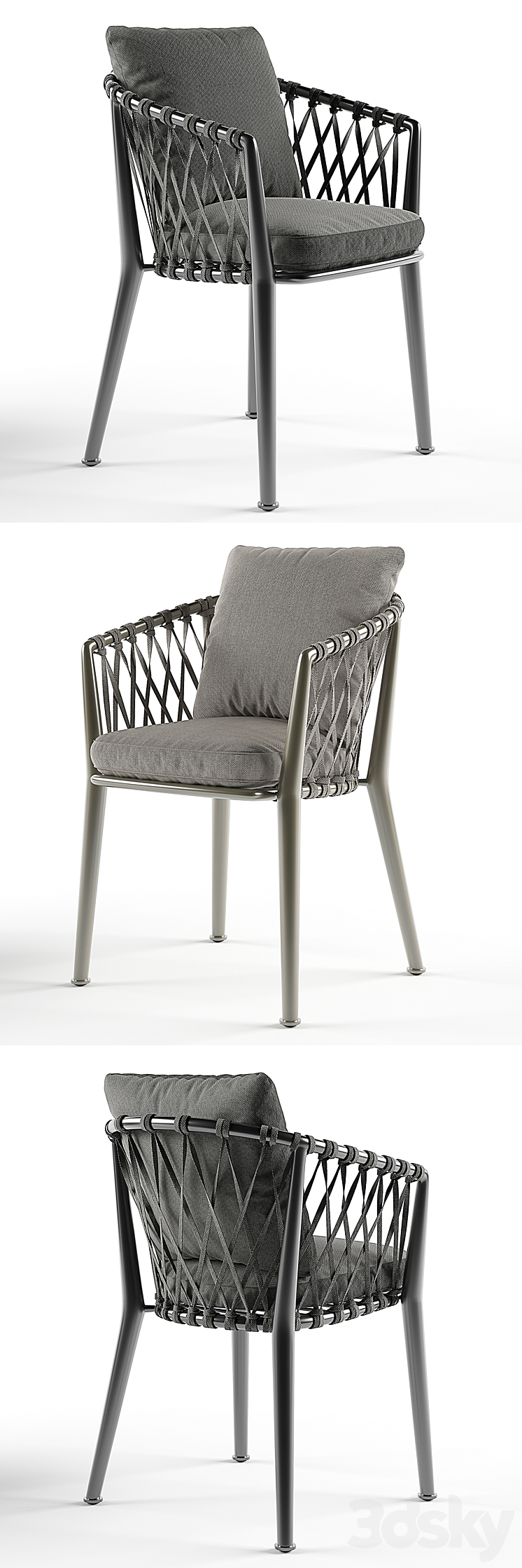 Erica chairs set B&B Italy 3DS Max - thumbnail 2