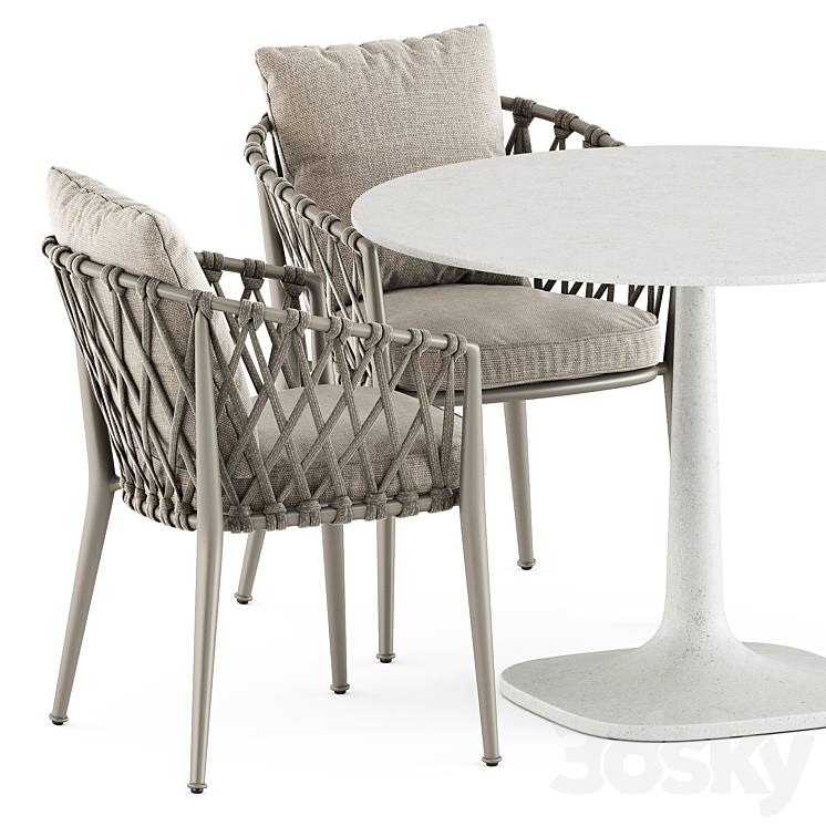 Erica outdoor chair and Fiore Outdoor table by bebitalia 3DS Max Model - thumbnail 2