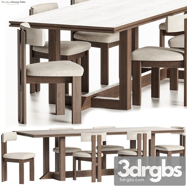 Es taller wooden dining table with chairs - thumbnail 1