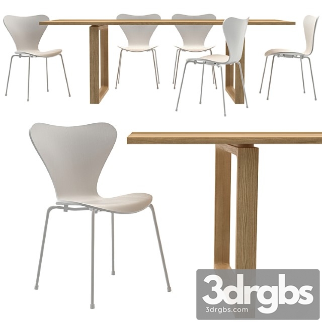 Essay table and series 7 chairs by fritz hansen 2 3dsmax Download - thumbnail 1