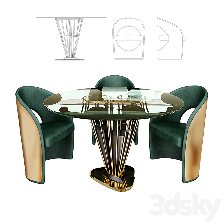 Essential Home Winchester Dining Table + Jones Dining Chair 3DS Max - thumbnail 1