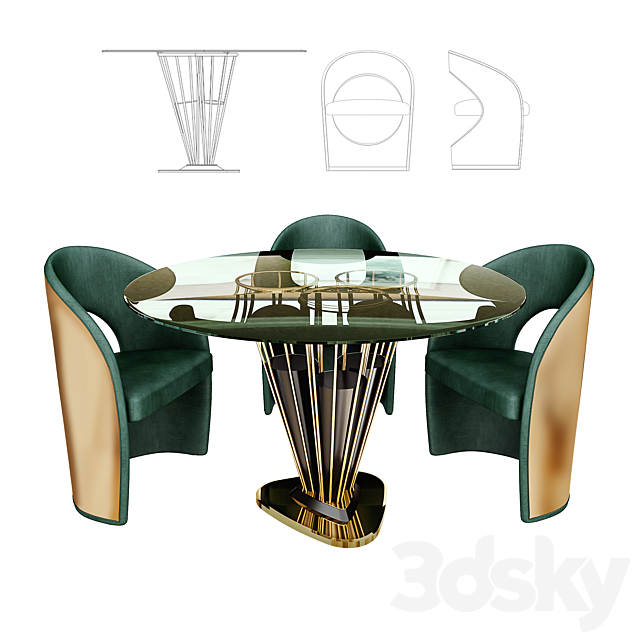 Essential Home Winchester Dining Table + Jones Dining Chair 3DSMax File - thumbnail 1