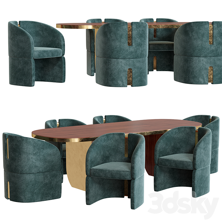 Essentialhome Ezra Dining Table Isadora Dining Chair 3DS Max Model - thumbnail 1