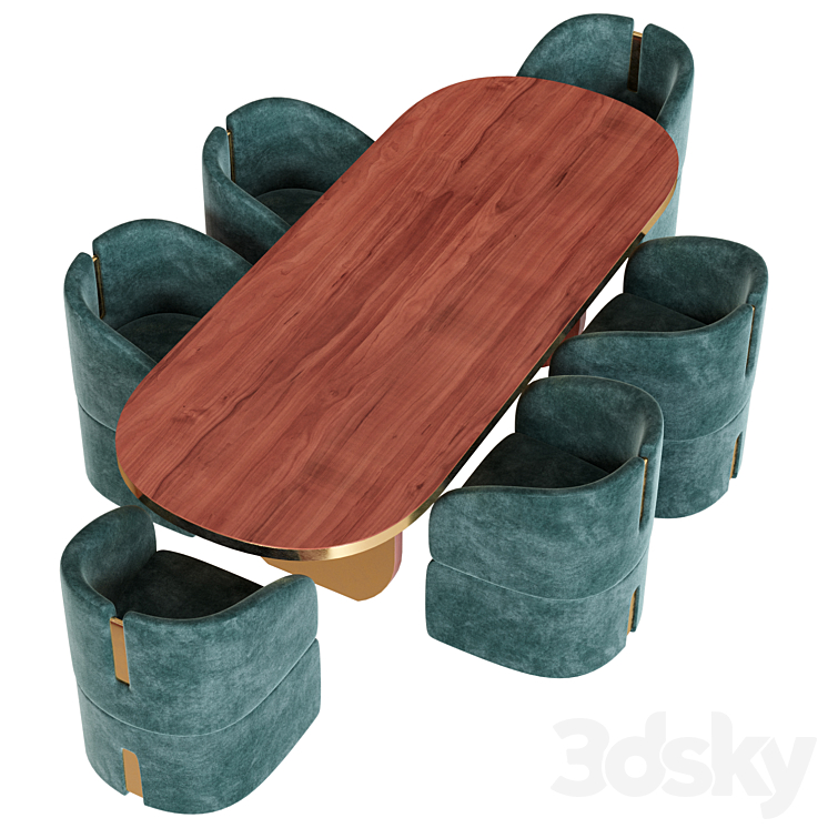 Essentialhome Ezra Dining Table Isadora Dining Chair 3DS Max Model - thumbnail 2