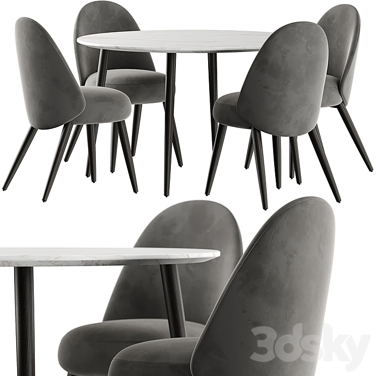 Esstisch Chantilly table and Identites chairs 3DS Max Model - thumbnail 1