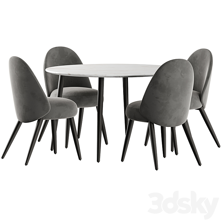 Esstisch Chantilly table and Identites chairs 3DS Max Model - thumbnail 2