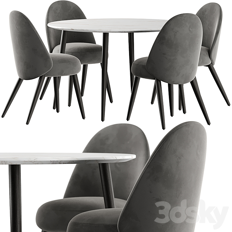 Esstisch Chantilly table and Identites chairs 3DS Max - thumbnail 1