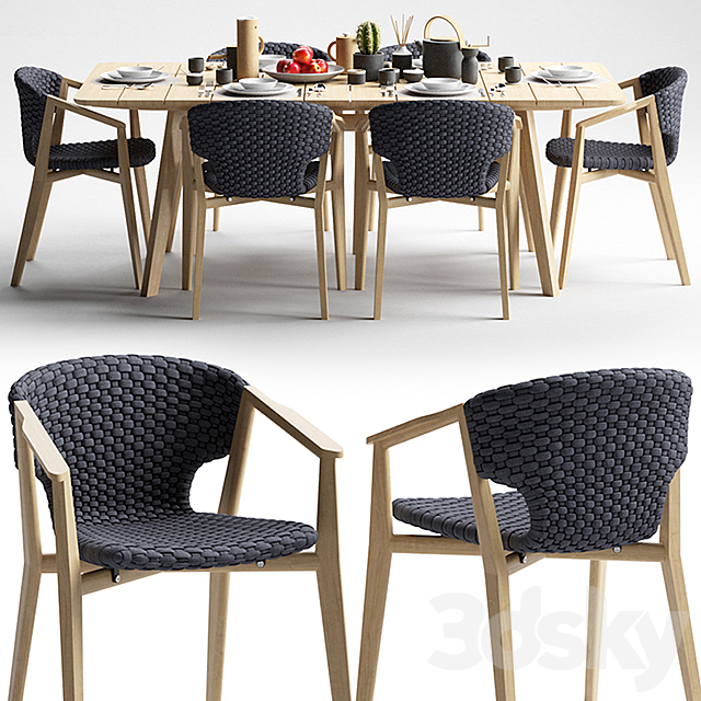 Ethimo Knit Dining Armchair and Dining Table 3DSMax File - thumbnail 1