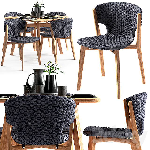 Ethimo Knit dining chair and square table 3DSMax File - thumbnail 1