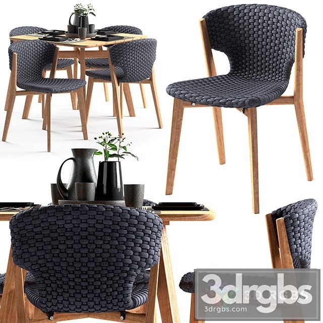 Ethimo Knit Dining Chair Square Table 3dsmax Download - thumbnail 1